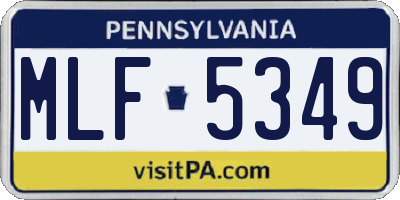 PA license plate MLF5349