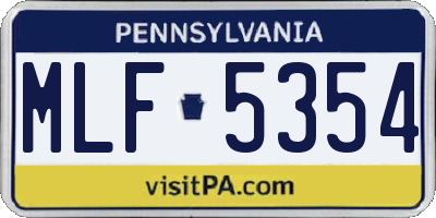 PA license plate MLF5354
