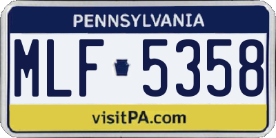 PA license plate MLF5358