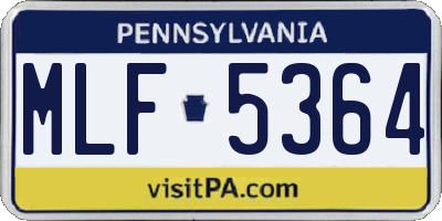 PA license plate MLF5364