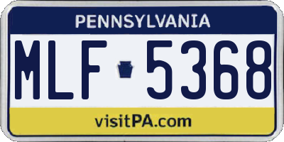 PA license plate MLF5368