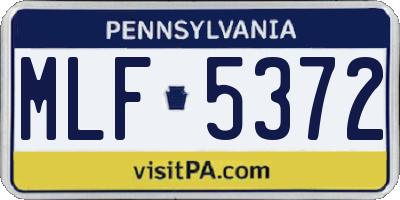 PA license plate MLF5372