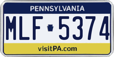 PA license plate MLF5374