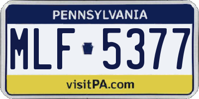 PA license plate MLF5377