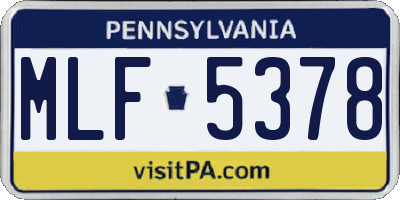 PA license plate MLF5378