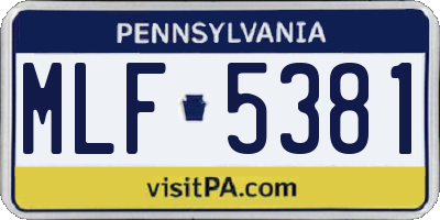 PA license plate MLF5381