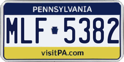 PA license plate MLF5382