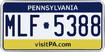 PA license plate MLF5388