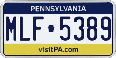PA license plate MLF5389