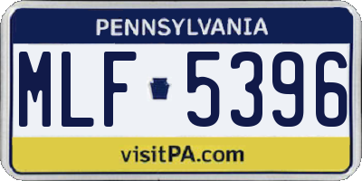 PA license plate MLF5396