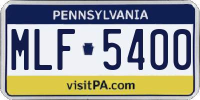PA license plate MLF5400