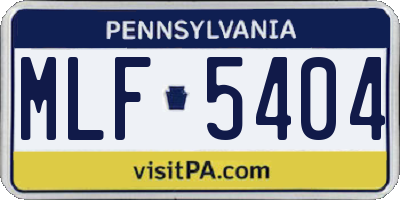 PA license plate MLF5404