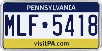 PA license plate MLF5418