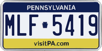 PA license plate MLF5419