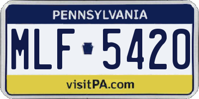 PA license plate MLF5420