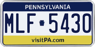 PA license plate MLF5430