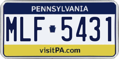 PA license plate MLF5431