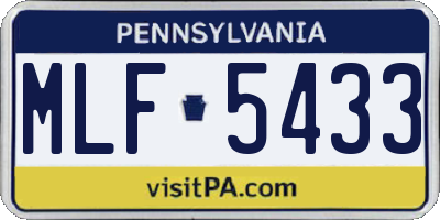PA license plate MLF5433