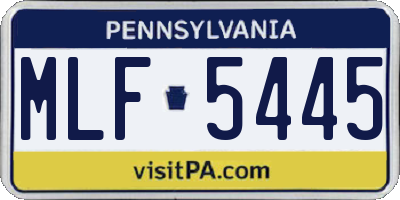 PA license plate MLF5445