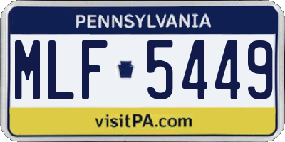 PA license plate MLF5449