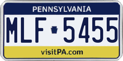 PA license plate MLF5455