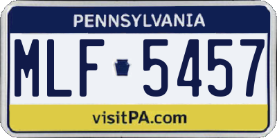 PA license plate MLF5457