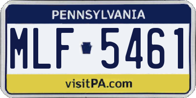 PA license plate MLF5461