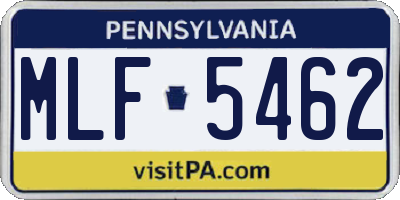 PA license plate MLF5462