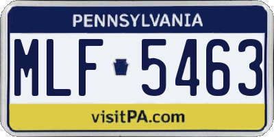 PA license plate MLF5463