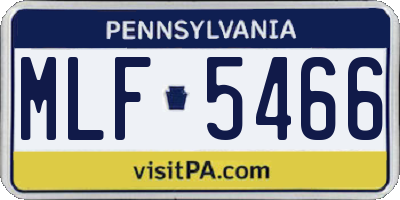 PA license plate MLF5466