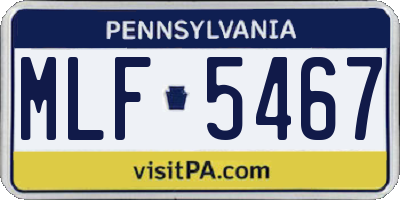 PA license plate MLF5467