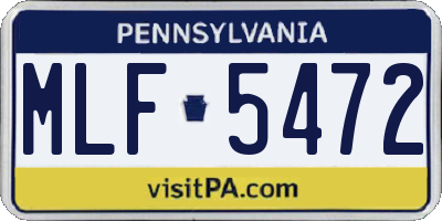 PA license plate MLF5472