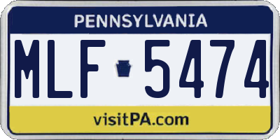 PA license plate MLF5474