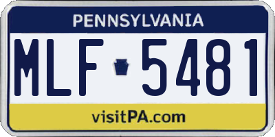PA license plate MLF5481