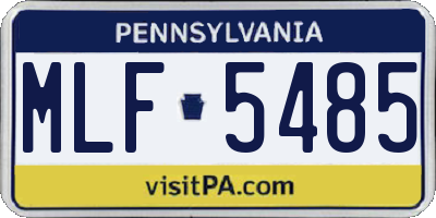 PA license plate MLF5485