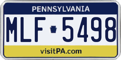PA license plate MLF5498