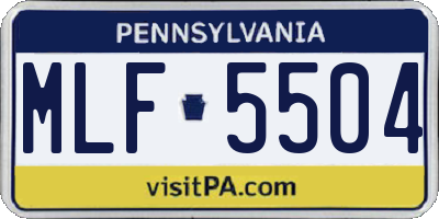 PA license plate MLF5504