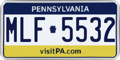 PA license plate MLF5532