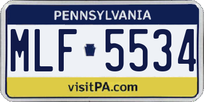 PA license plate MLF5534