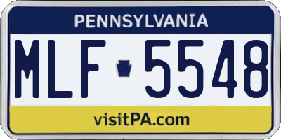 PA license plate MLF5548