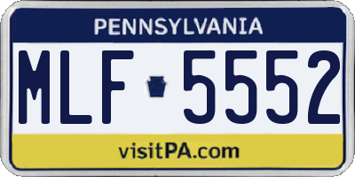 PA license plate MLF5552