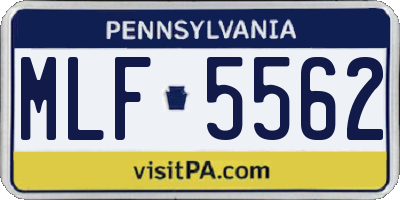 PA license plate MLF5562