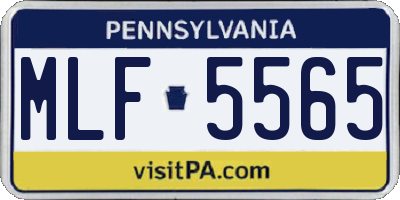 PA license plate MLF5565