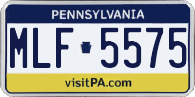 PA license plate MLF5575