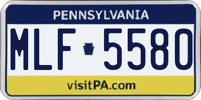 PA license plate MLF5580