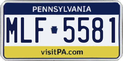 PA license plate MLF5581