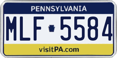 PA license plate MLF5584