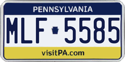 PA license plate MLF5585