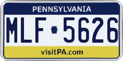 PA license plate MLF5626