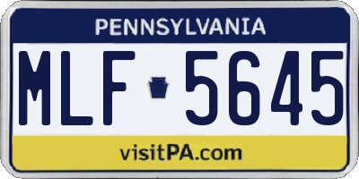 PA license plate MLF5645